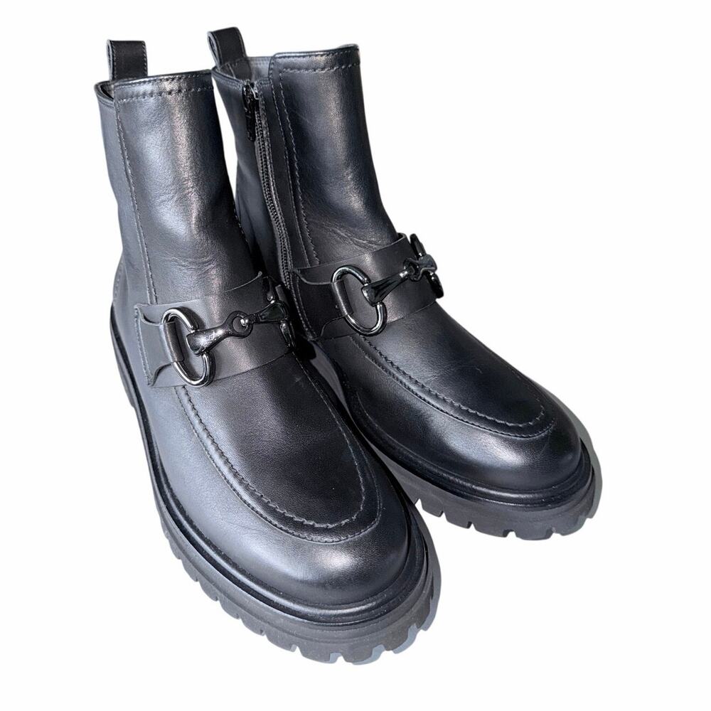 Paul Green Superb boot bootie side zip womens US 8.5 black leather Austria made
